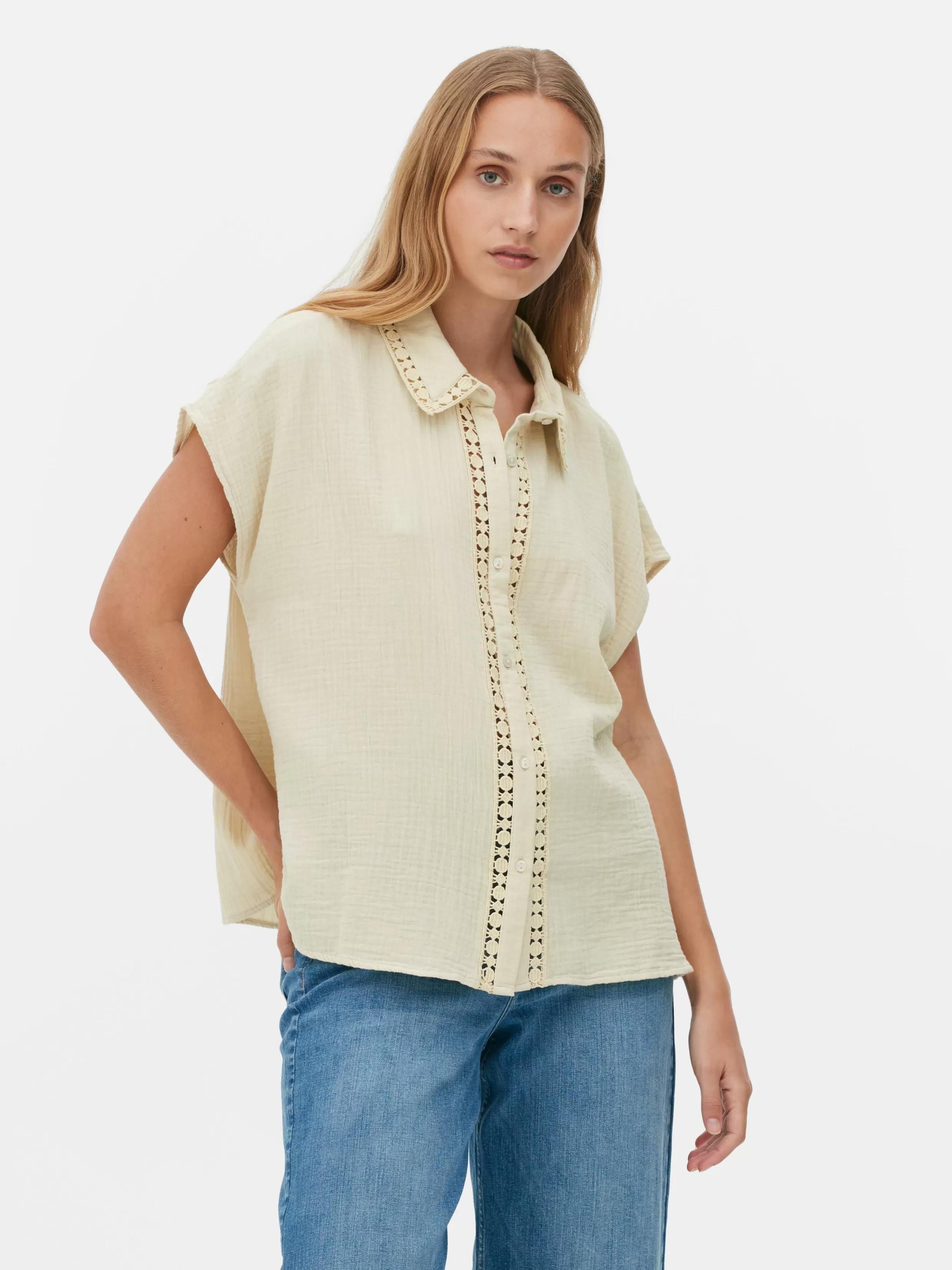 Primark Overhemden En Blouses^Blouse Met Korte Mouwen En Gehaakte Details