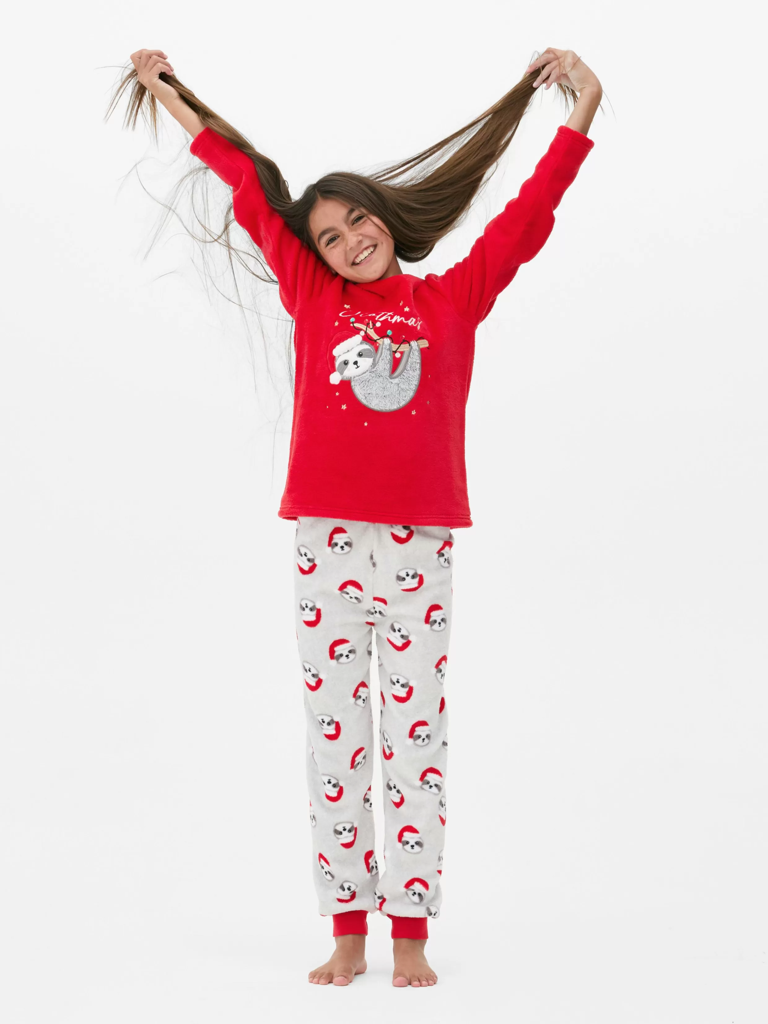 Primark Pyjama'S En Nachtkleding^Fleece Kerstpyjama Met Luiaardprint