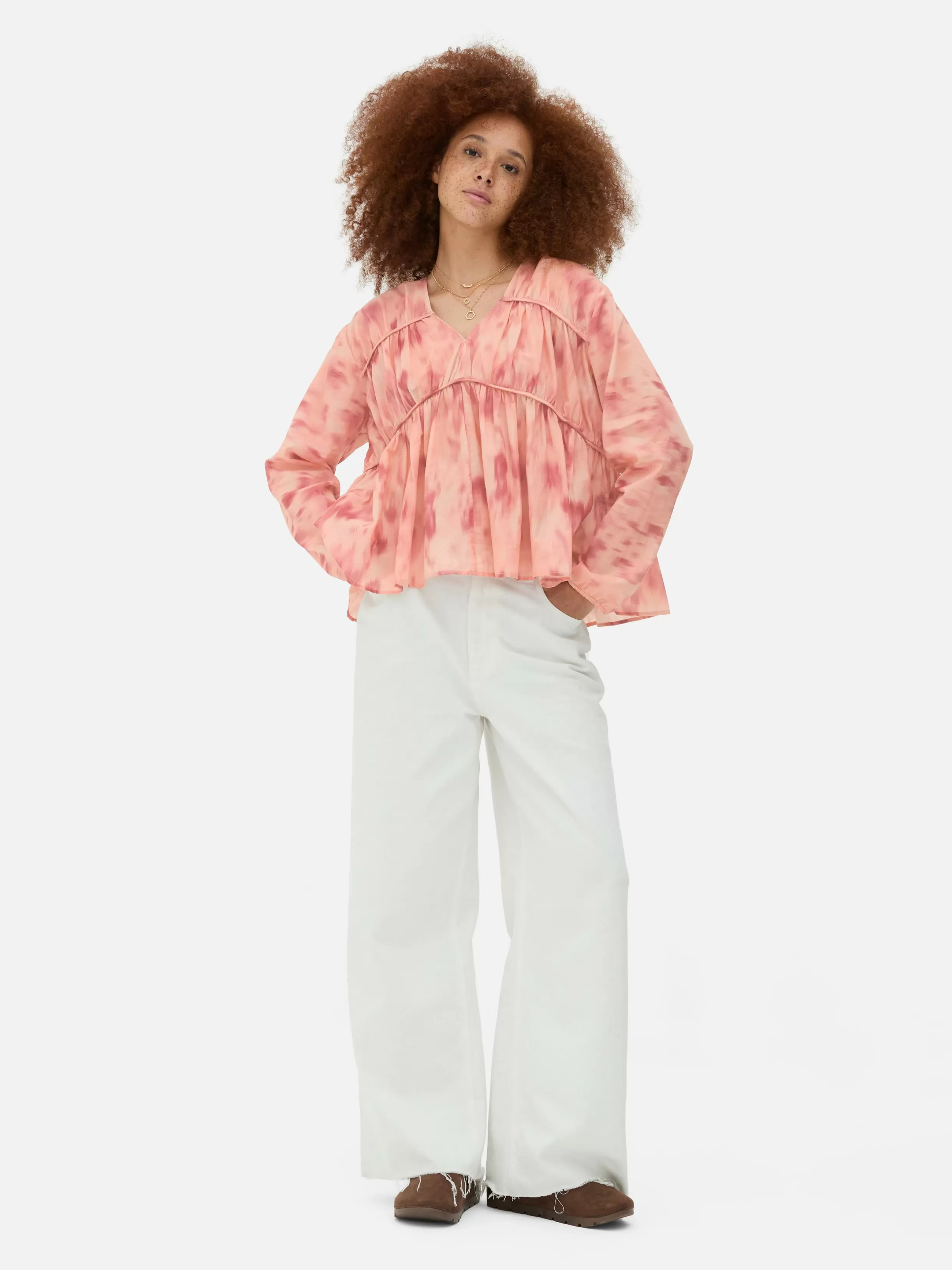 Primark Overhemden En Blouses^Gedrapeerde Voile Blouse Met Smokwerk