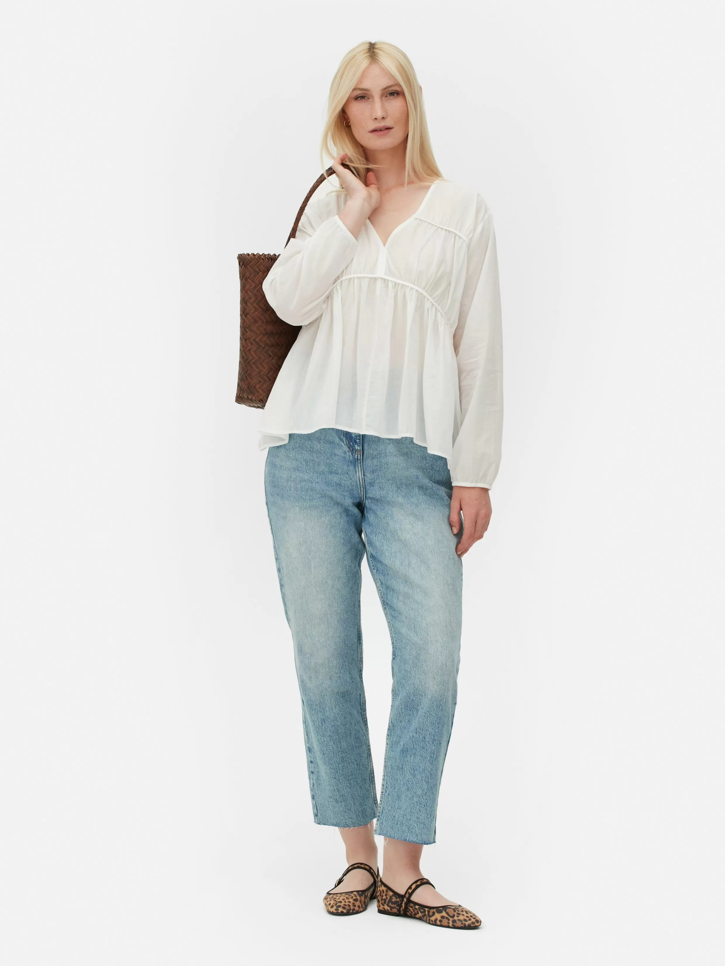 Primark Overhemden En Blouses^Gedrapeerde Voile Blouse Met Smokwerk