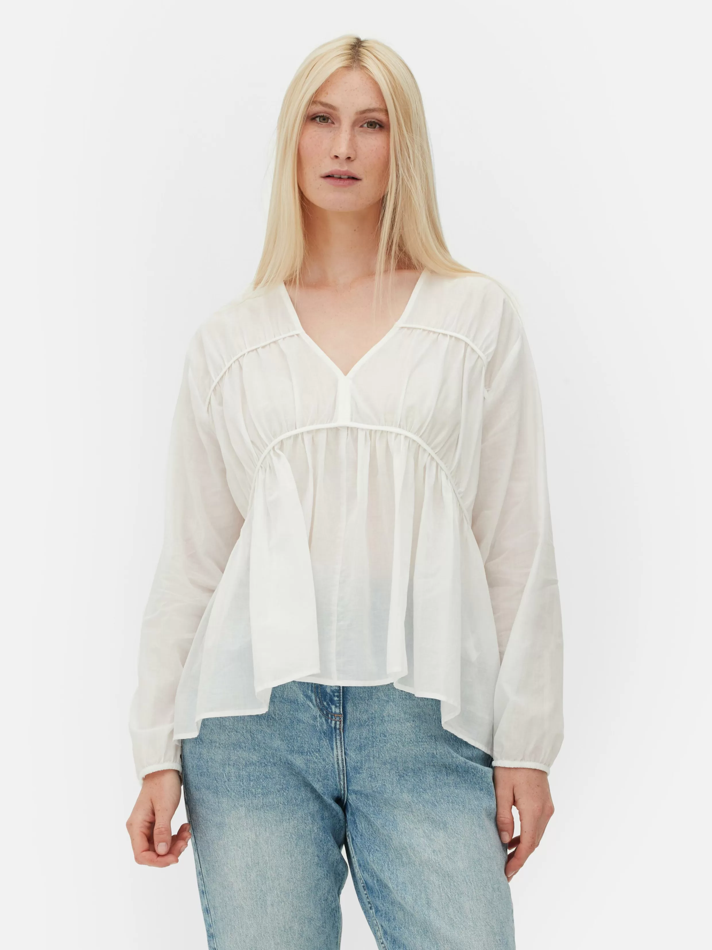 Primark Overhemden En Blouses^Gedrapeerde Voile Blouse Met Smokwerk