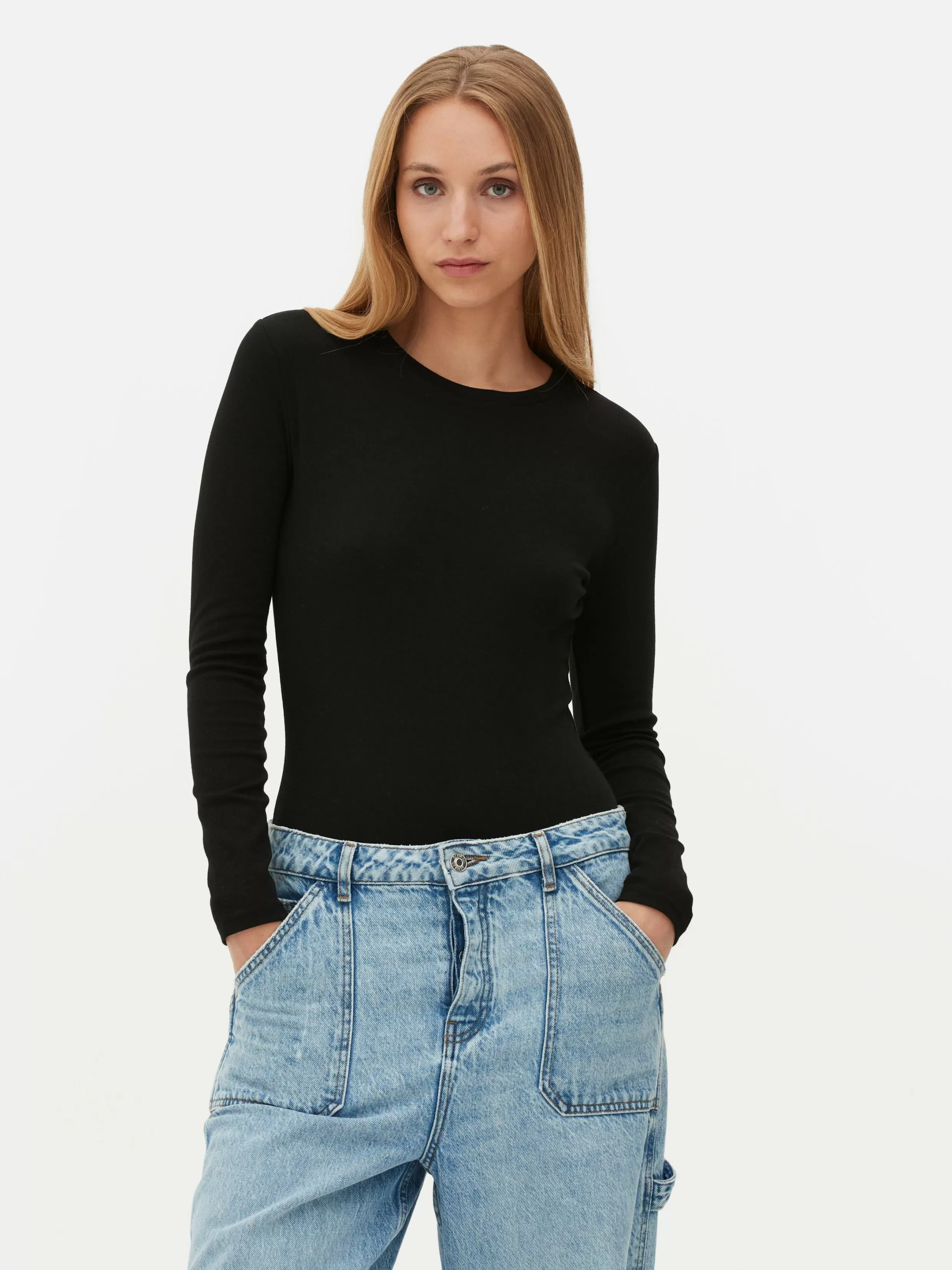 Primark Tops En T-Shirts^Geribde Bodysuit Met Lange Mouwen