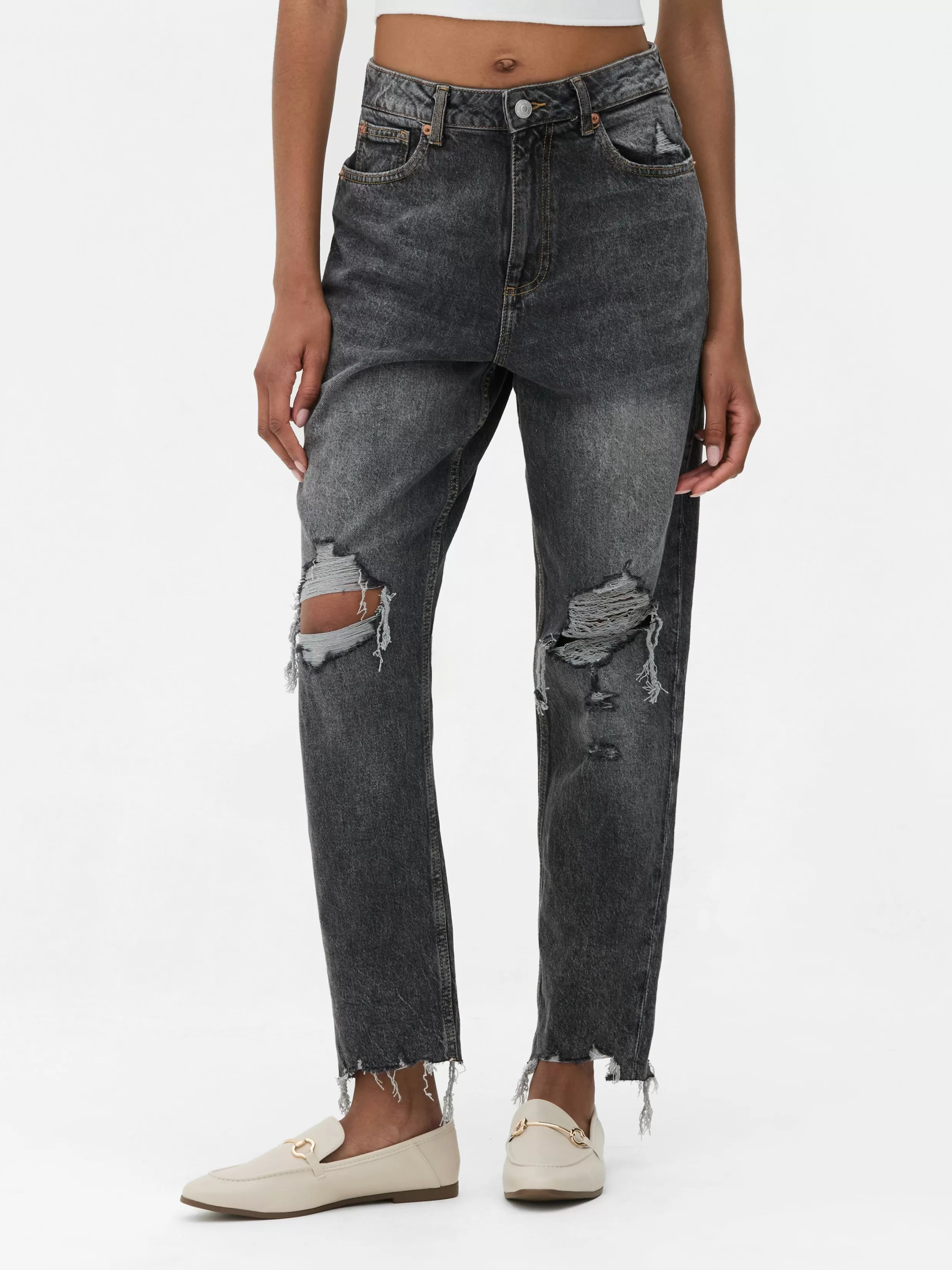 Primark Jeans^Gescheurde Spijkerbroek Met Hoge Taille