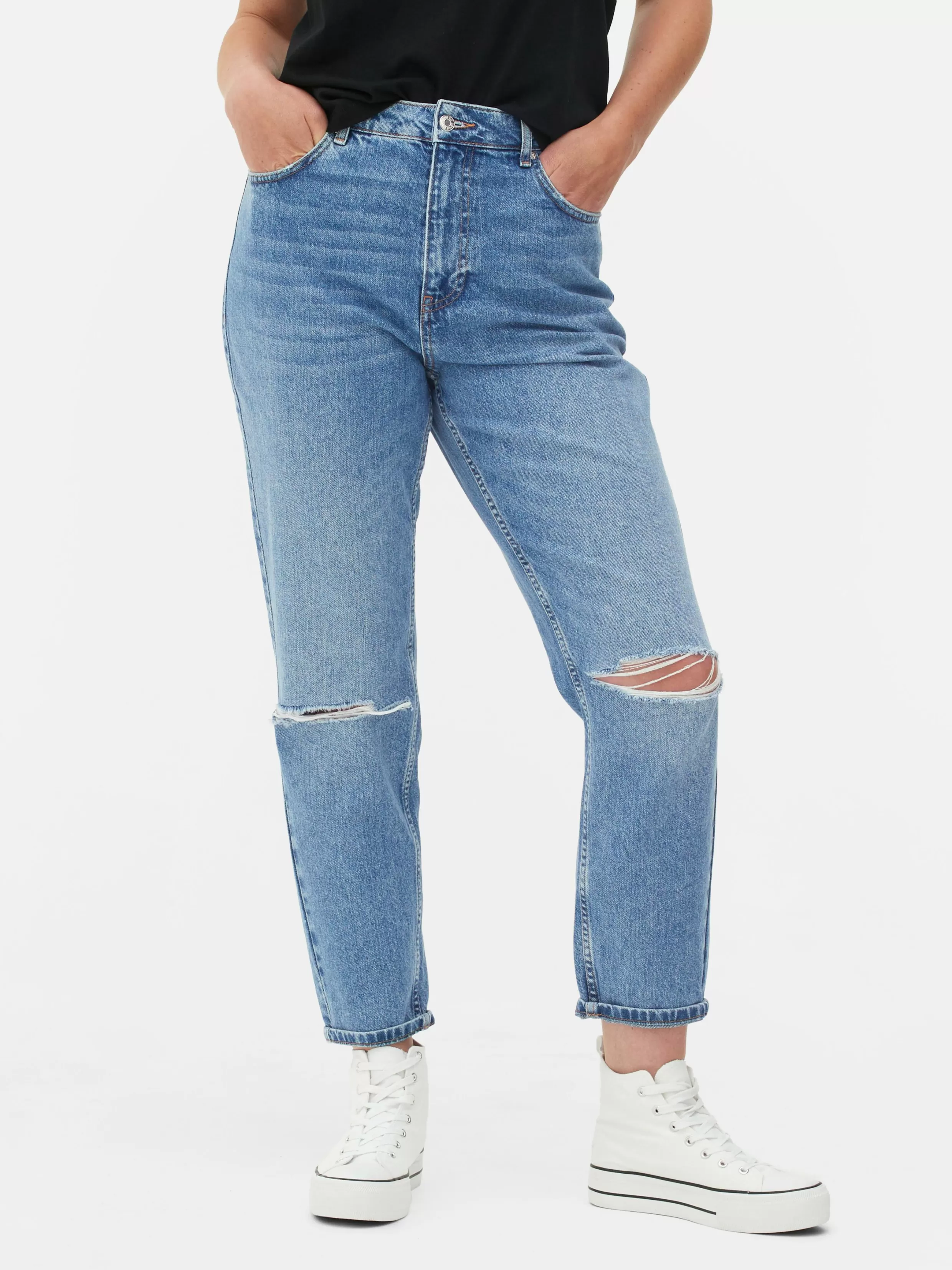 Primark Jeans^Gescheurde Spijkerbroek Met Hoge Taille