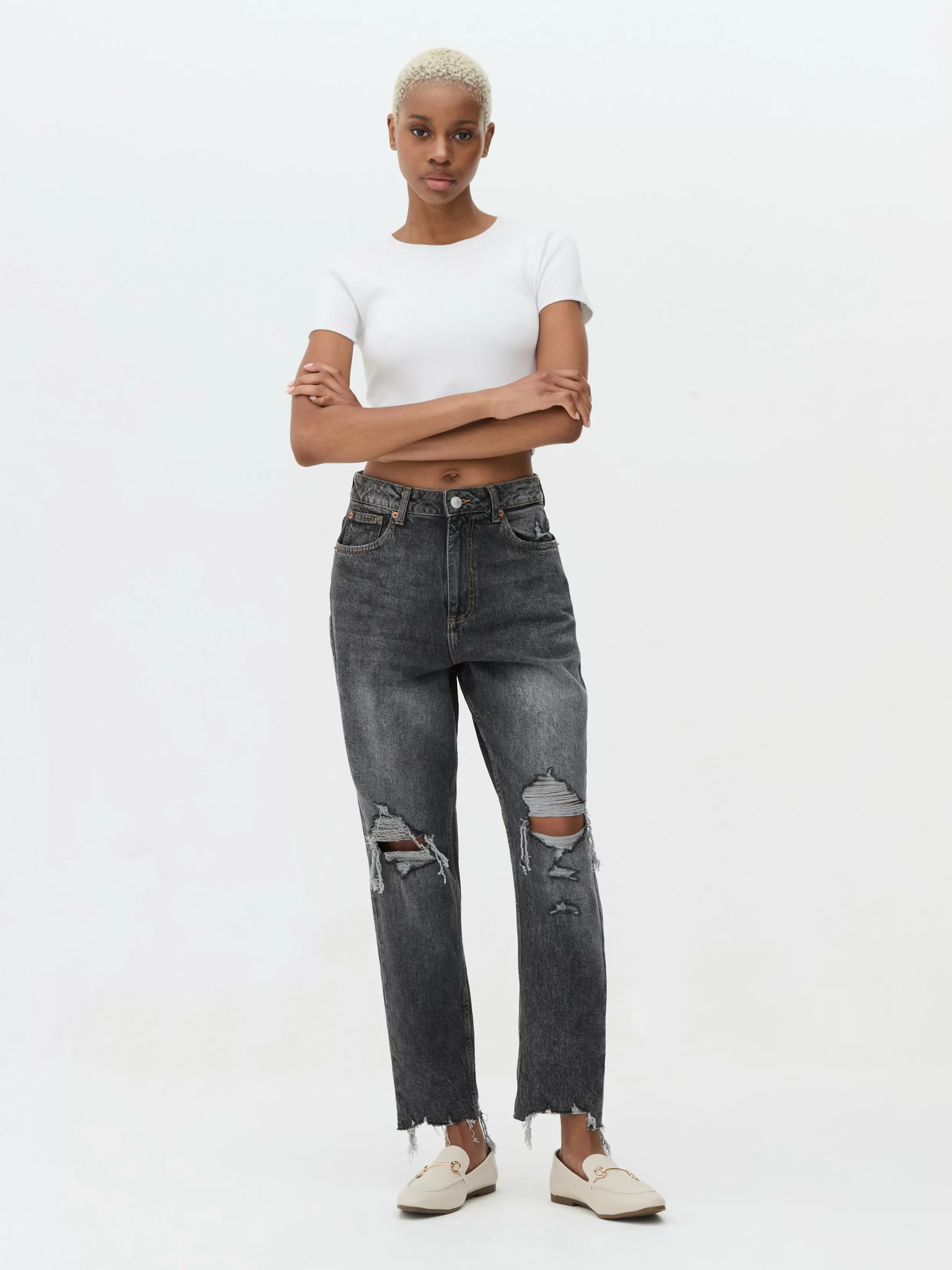 Primark Jeans^Gescheurde Spijkerbroek Met Hoge Taille