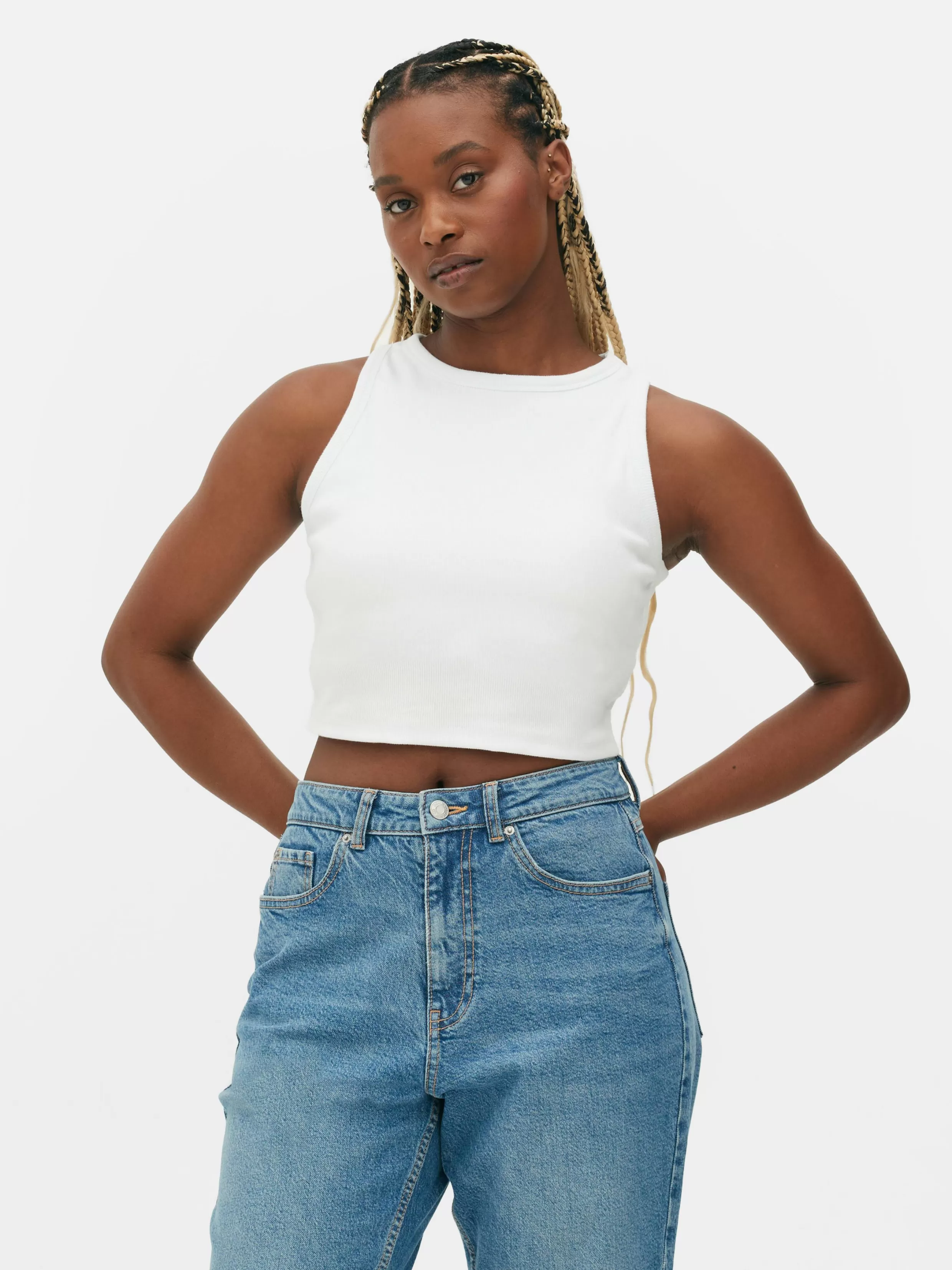 Primark Tops En T-Shirts^Kort Geribbeld Hemd Met Racerback