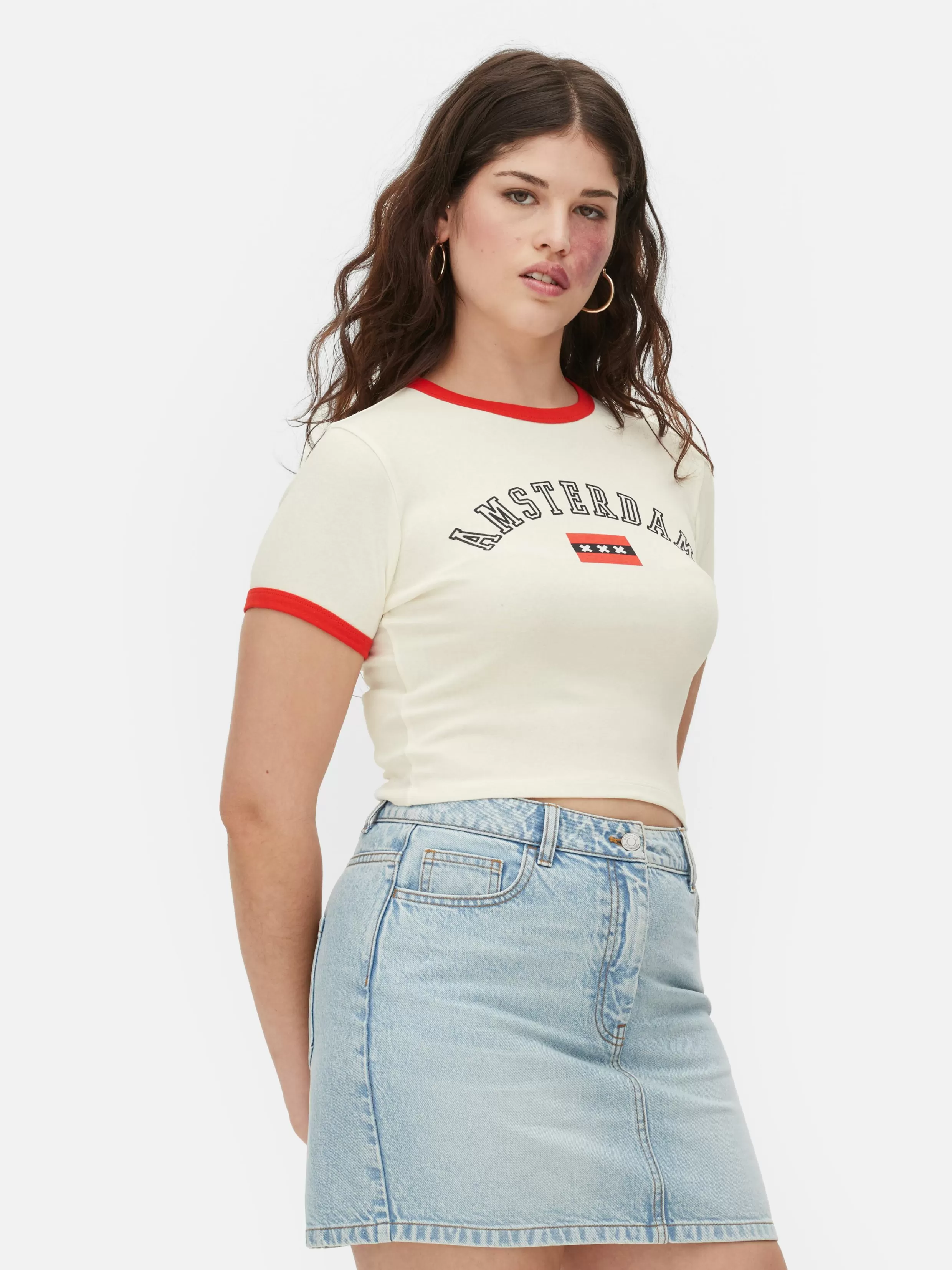 Primark Tops En T-Shirts^Kort T-shirt Met Contrasterende Biezen Amsterdam