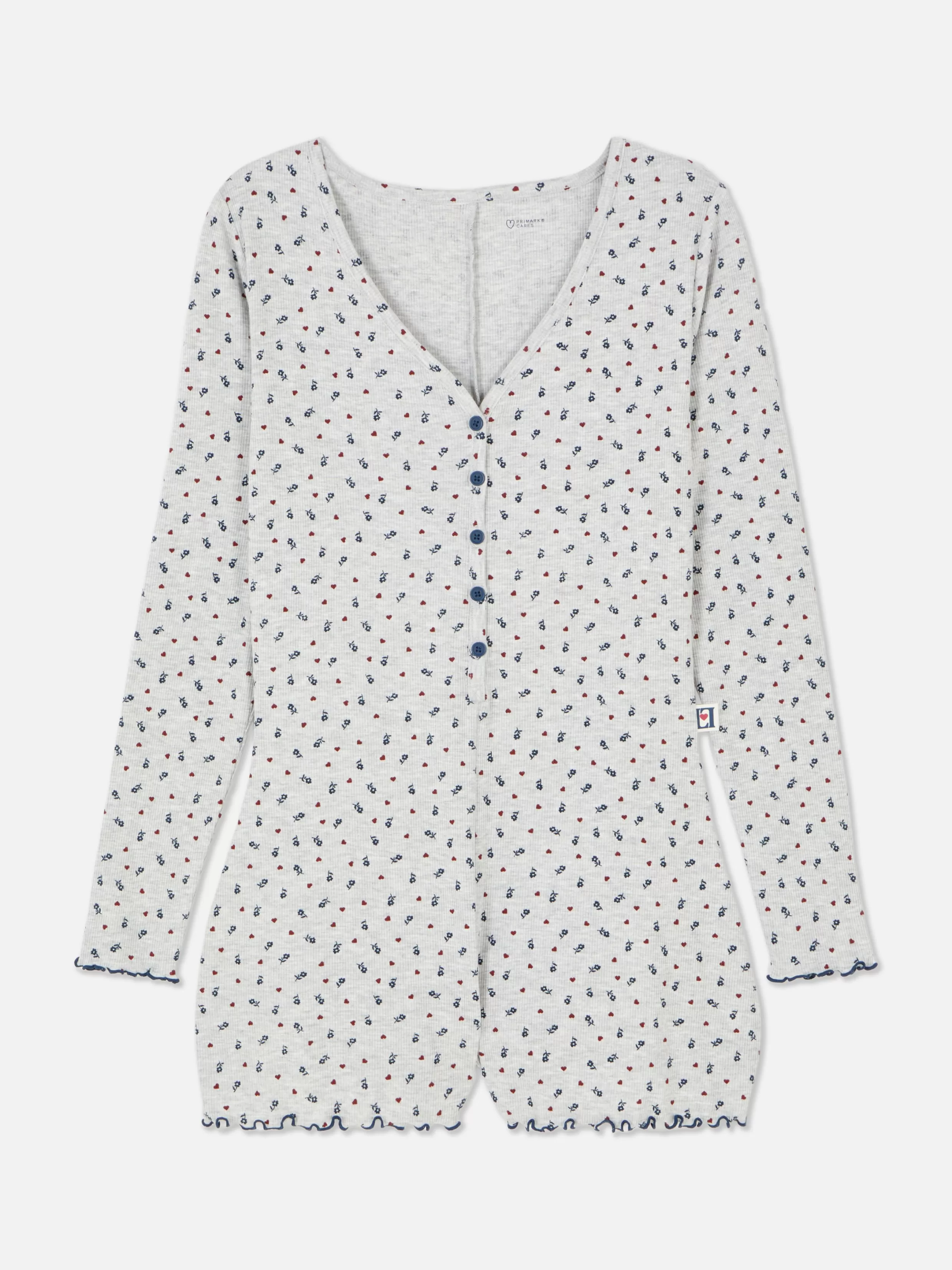 Primark Pyjamasets^Korte Pyjamajumpsuit Van Ribstof Met Bloemenprint