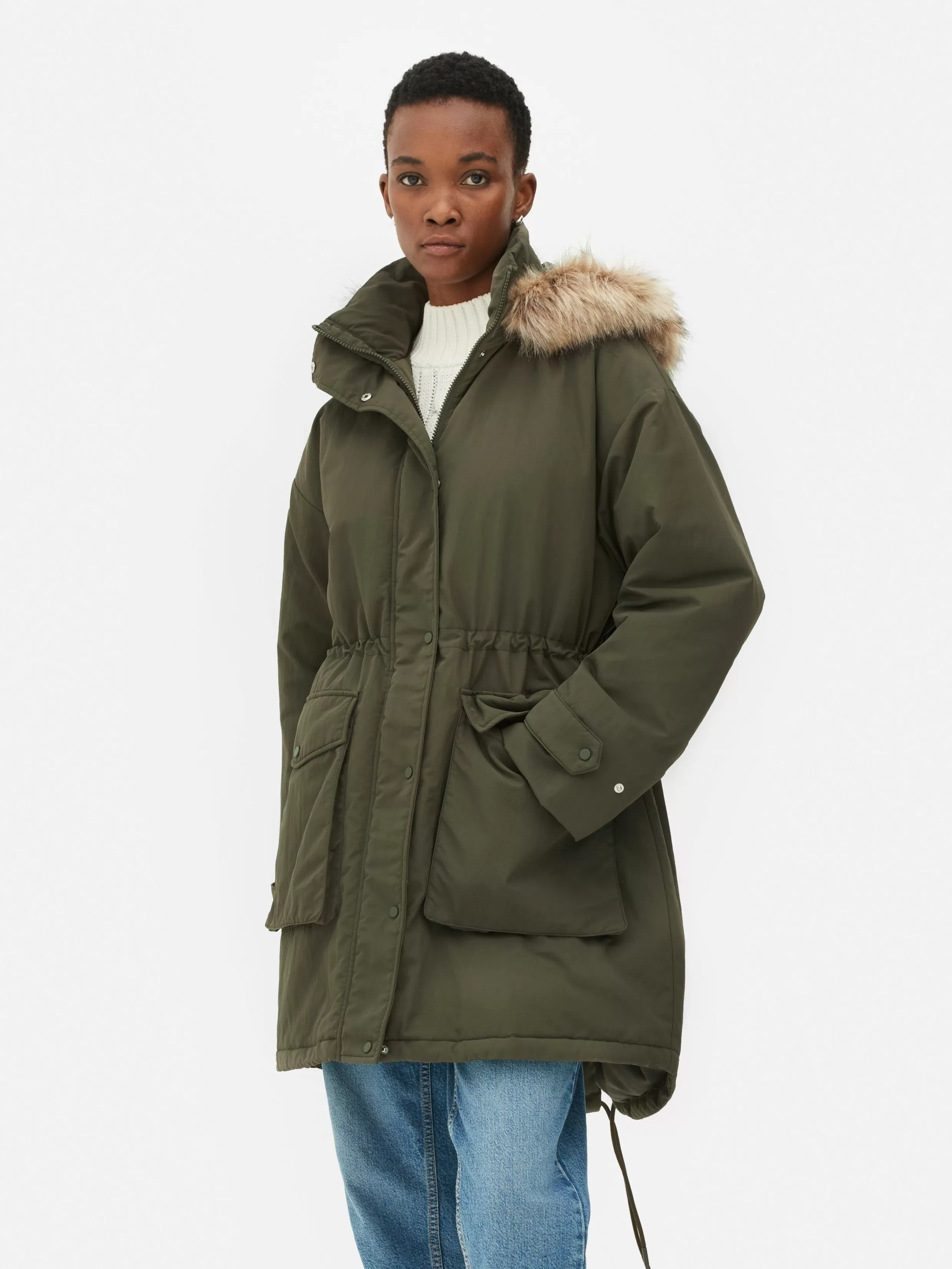 Primark Jassen En Jacks^Parka Met Capuchon Met Imitatiebontrand