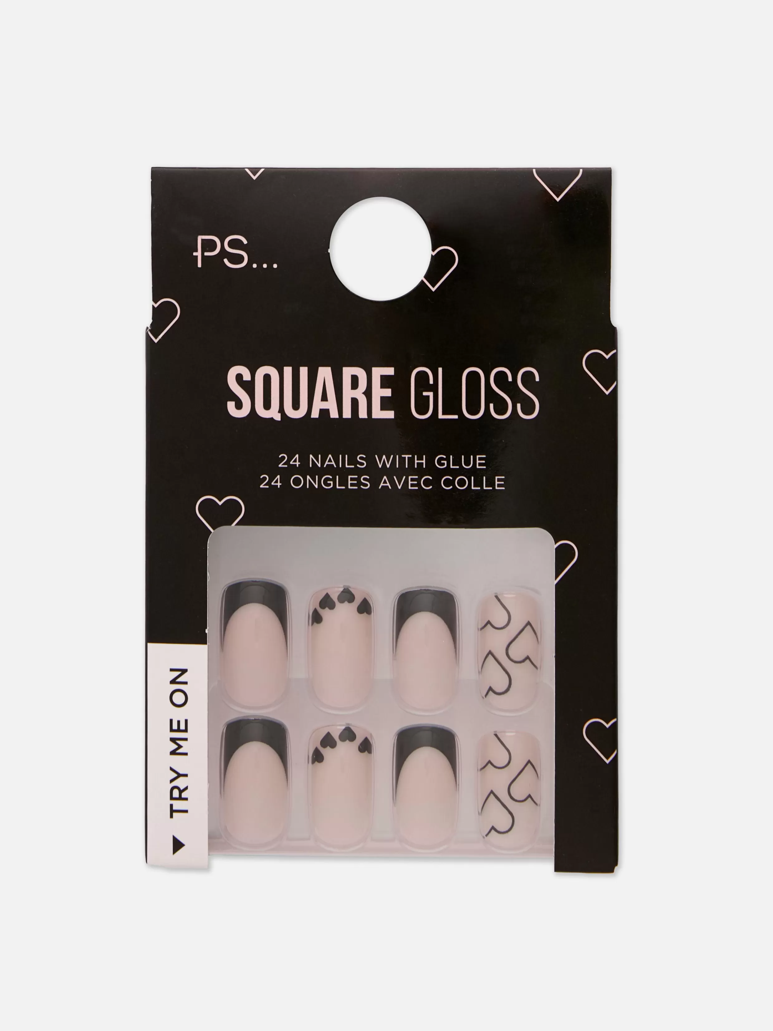 Primark Kunstnagels^PS... Vierkante Glanzende Kunstnagels Met Hart