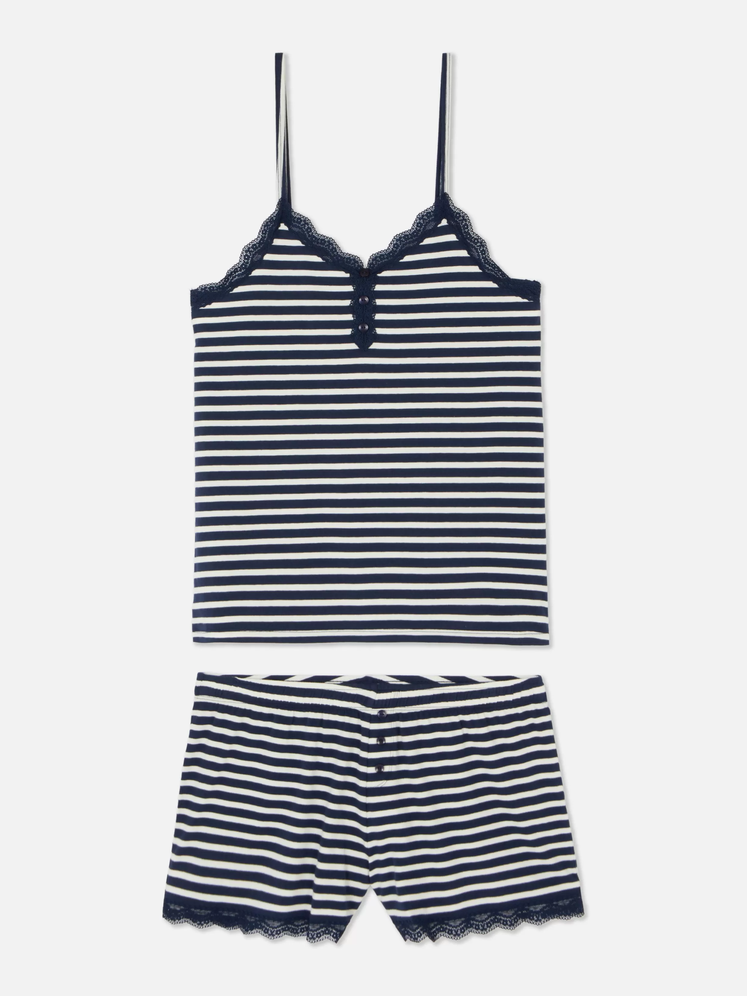 Primark Pyjamasets^Pyjama Met Hemdje Met Kanten Rand En Korte Broek