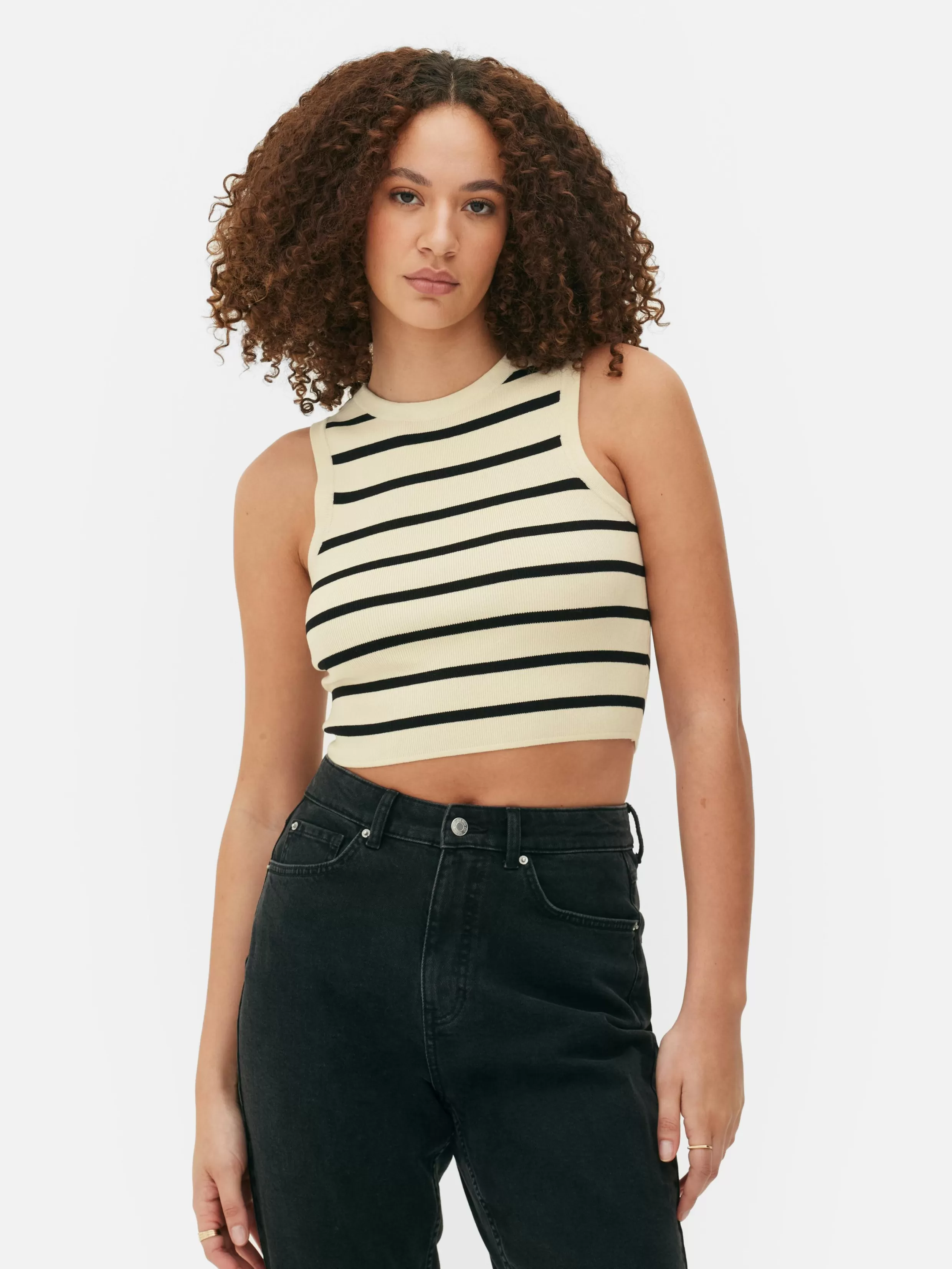 Primark Tops En T-Shirts^Ribgebreide Korte Tanktop Met Ronde Hals