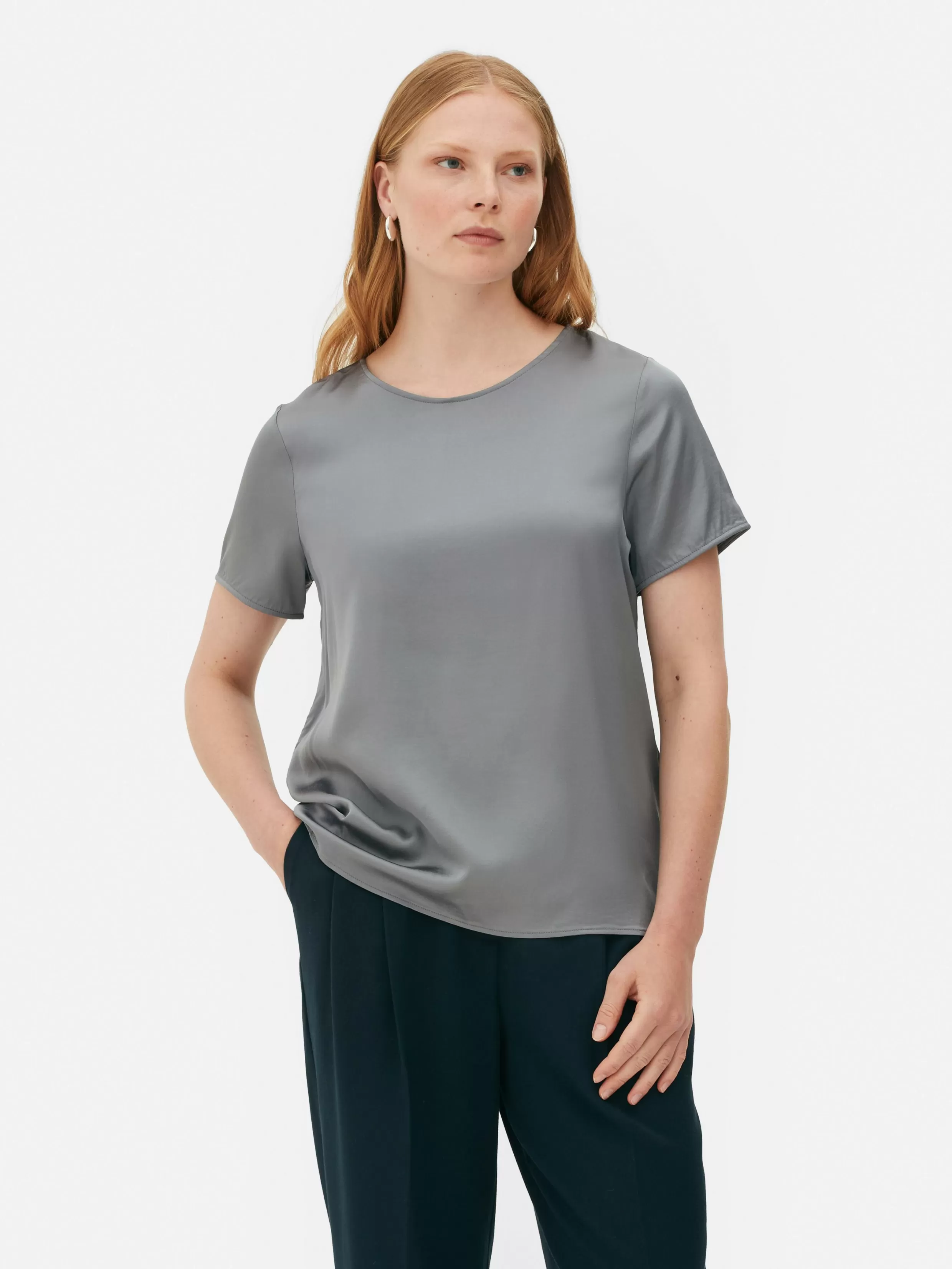 Primark Tops En T-Shirts^Satijnen T-shirt Met Korte Mouwen The Edit