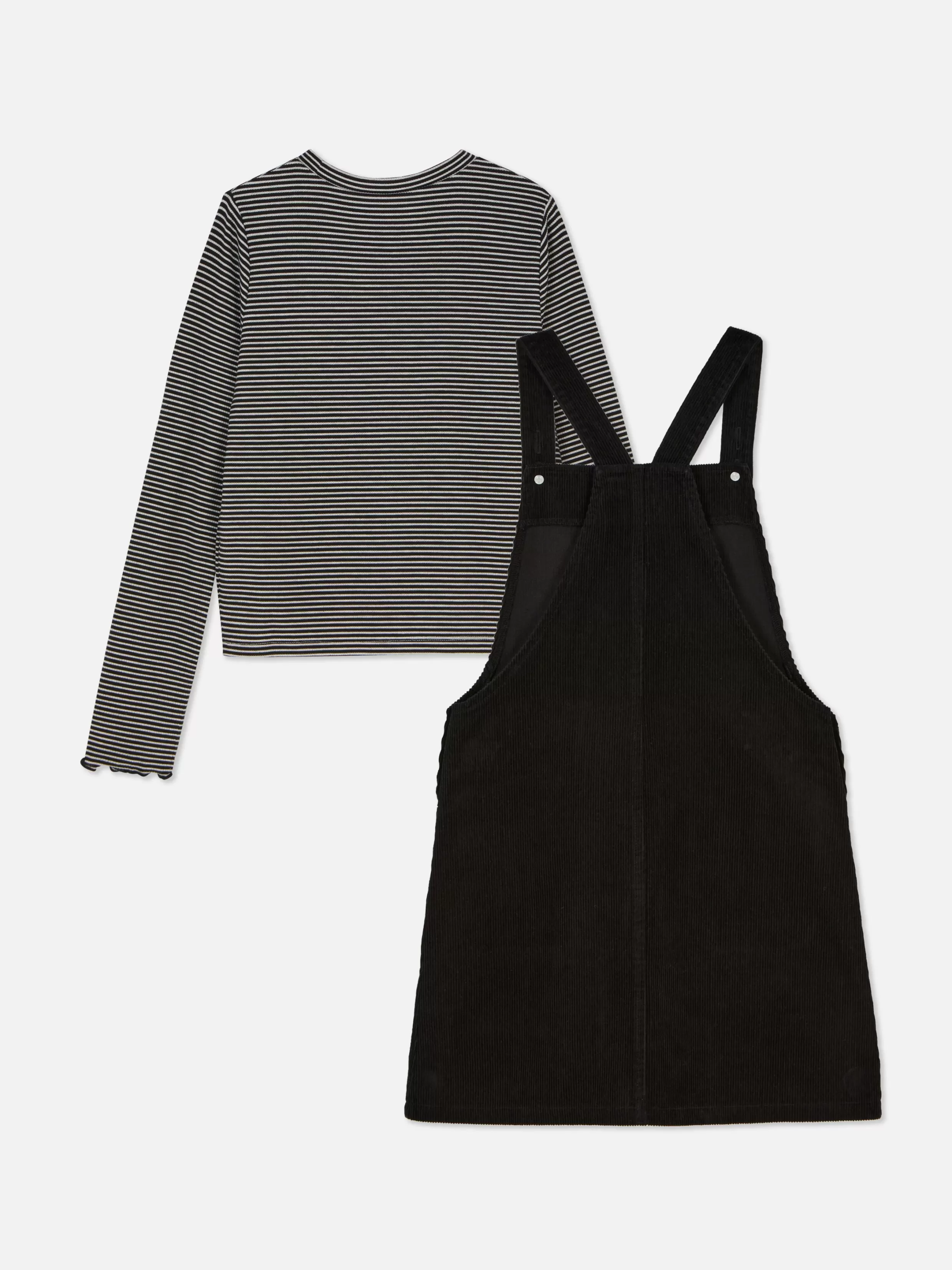 Primark Sets En Outfits^Set Met Gestreept T-shirt Met Lange Mouwen En Corduroy Overgooier