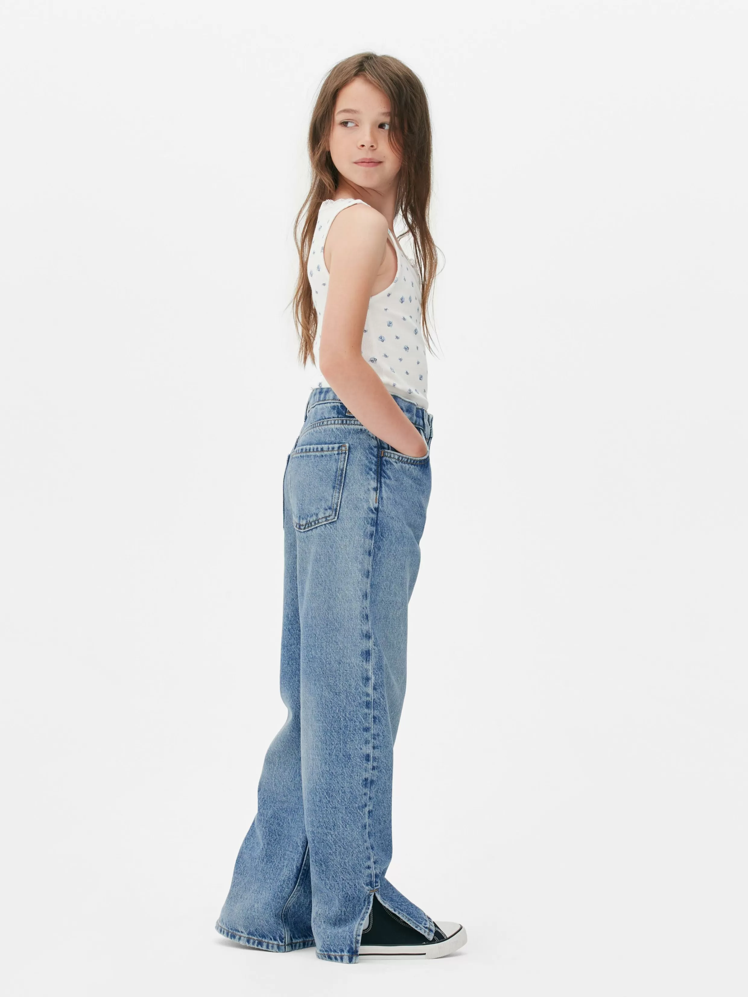 Primark Jeans^Spijkerbroek Met Wijde Pijpen En Splitjes