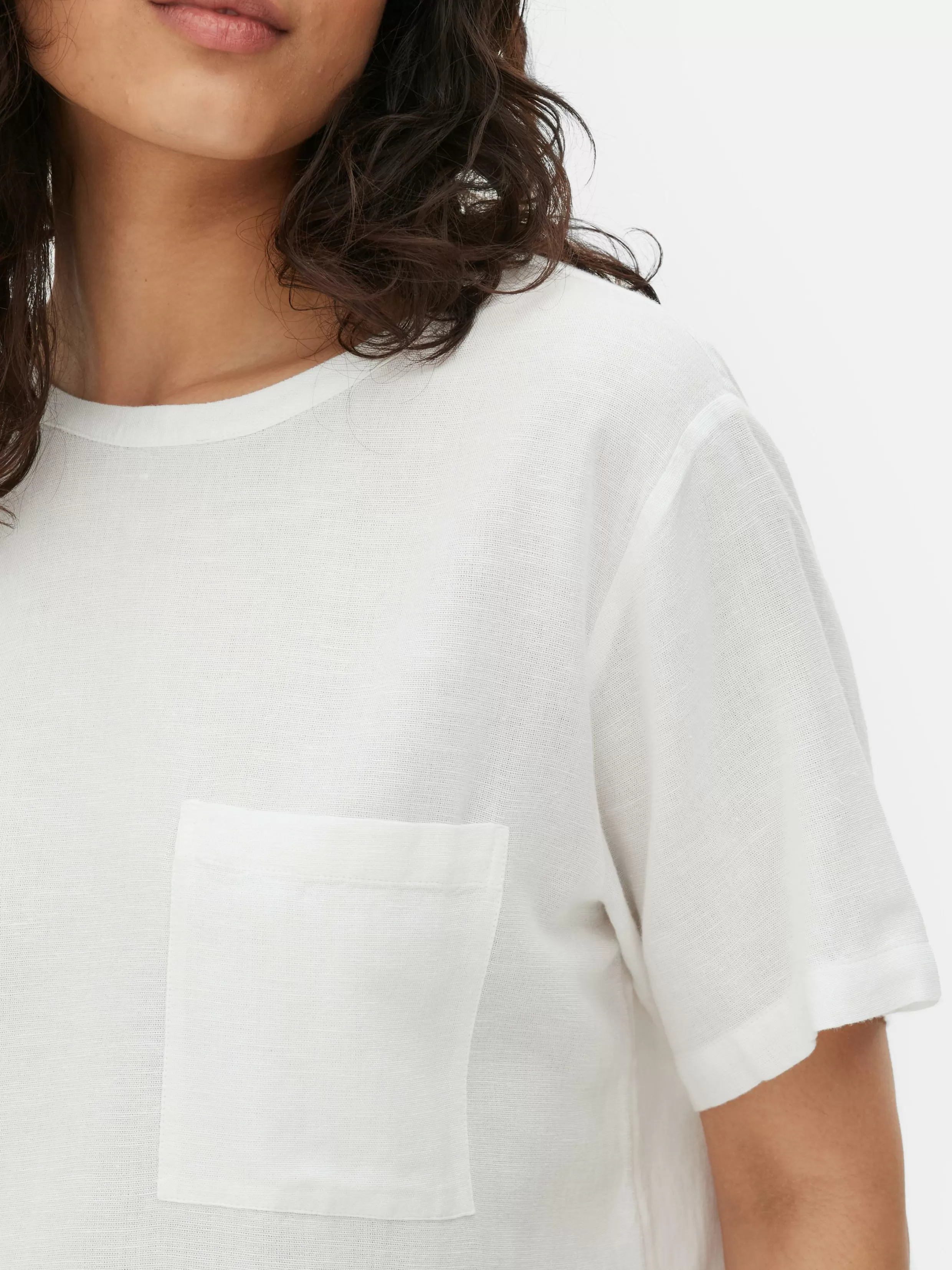 Primark Overhemden En Blouses^T-shirt Van Linnenmix Met Borstzakje