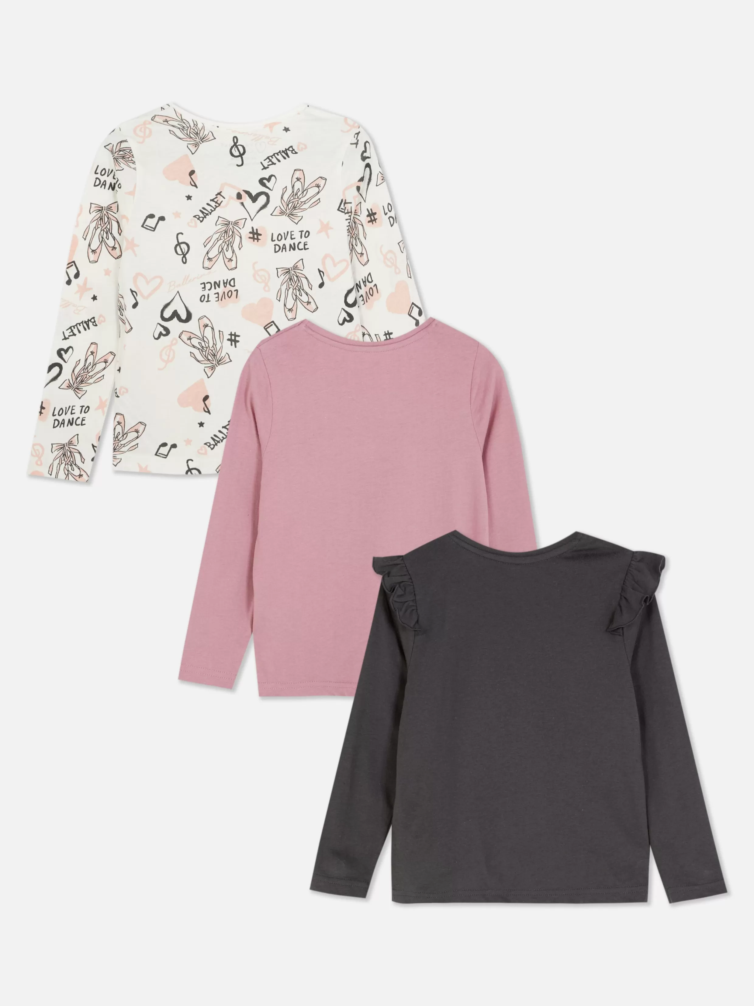 Primark Tops En T-Shirts^T-shirts Met Lange Mouwen En Balletprints, Set Van 3